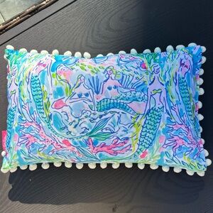 Lilly Pulitzer Colorful Decorative Pillow with Pom-Pom Trim